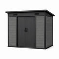 Abri de jardin 180 x 120 x 200 cm en résine gris anthracite rangement extérieur à double porte