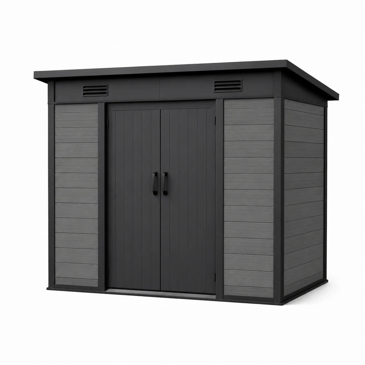 Abri de jardin 180 x 120 x 200 cm en résine gris anthracite rangement extérieur à double porte