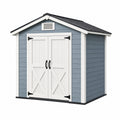 Abri de jardin 180 x 120 x 200 cm gris bleu et blanc à double porte style chalet