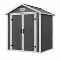 Abri de jardin 180 x 120 x 200 cm en résine gris anthracite et blanc à double porte