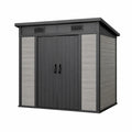 Abri de jardin 180 x 120 x 200 cm en résine gris anthracite avec double porte ventilée