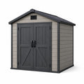 Abri de jardin 210 x 130 x 200 cm en résine gris anthracite avec double porte ventilée