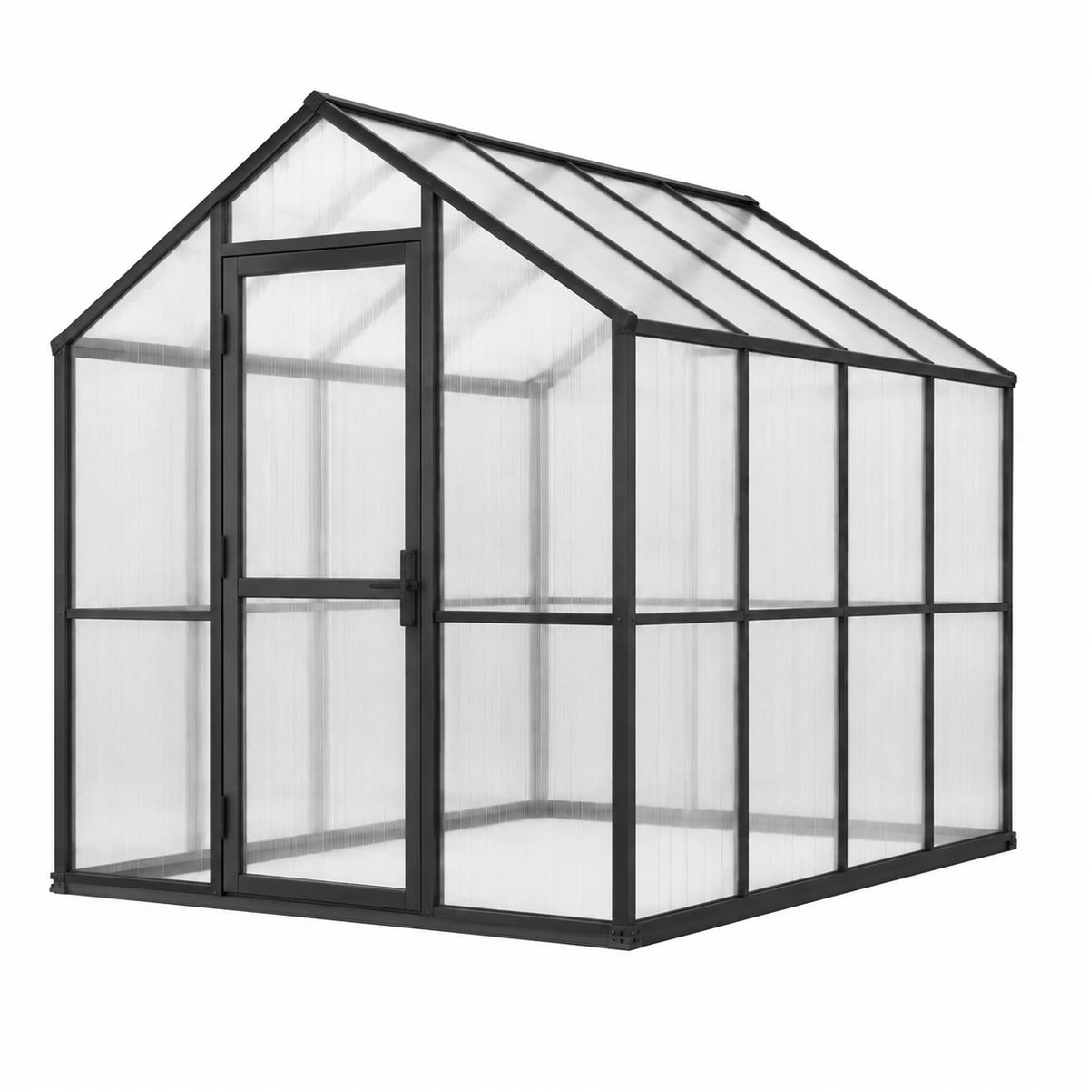 Serre de jardin 190 x 190 x 195 cm en aluminium noir avec panneaux translucides