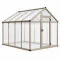 Serre de jardin 240 x 190 x 200 cm en aluminium taupe avec panneaux transparents