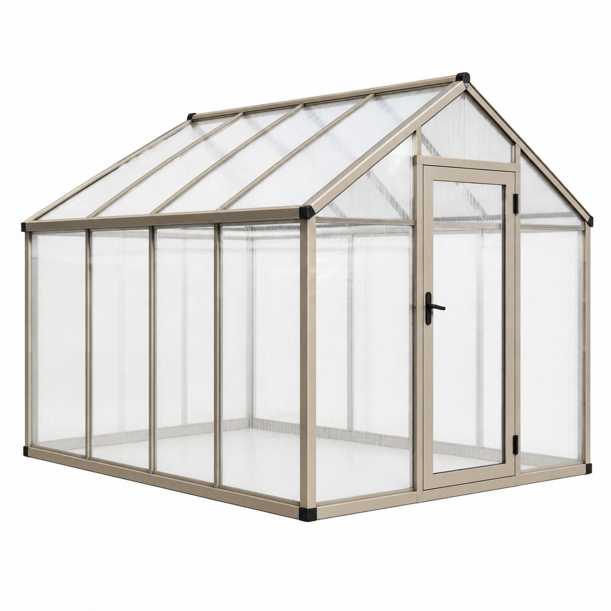 Serre de jardin 240 x 190 x 200 cm en aluminium taupe avec panneaux transparents
