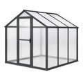 Serre de jardin 190 x 190 x 195 cm en aluminium noir et polycarbonate - toit incliné
