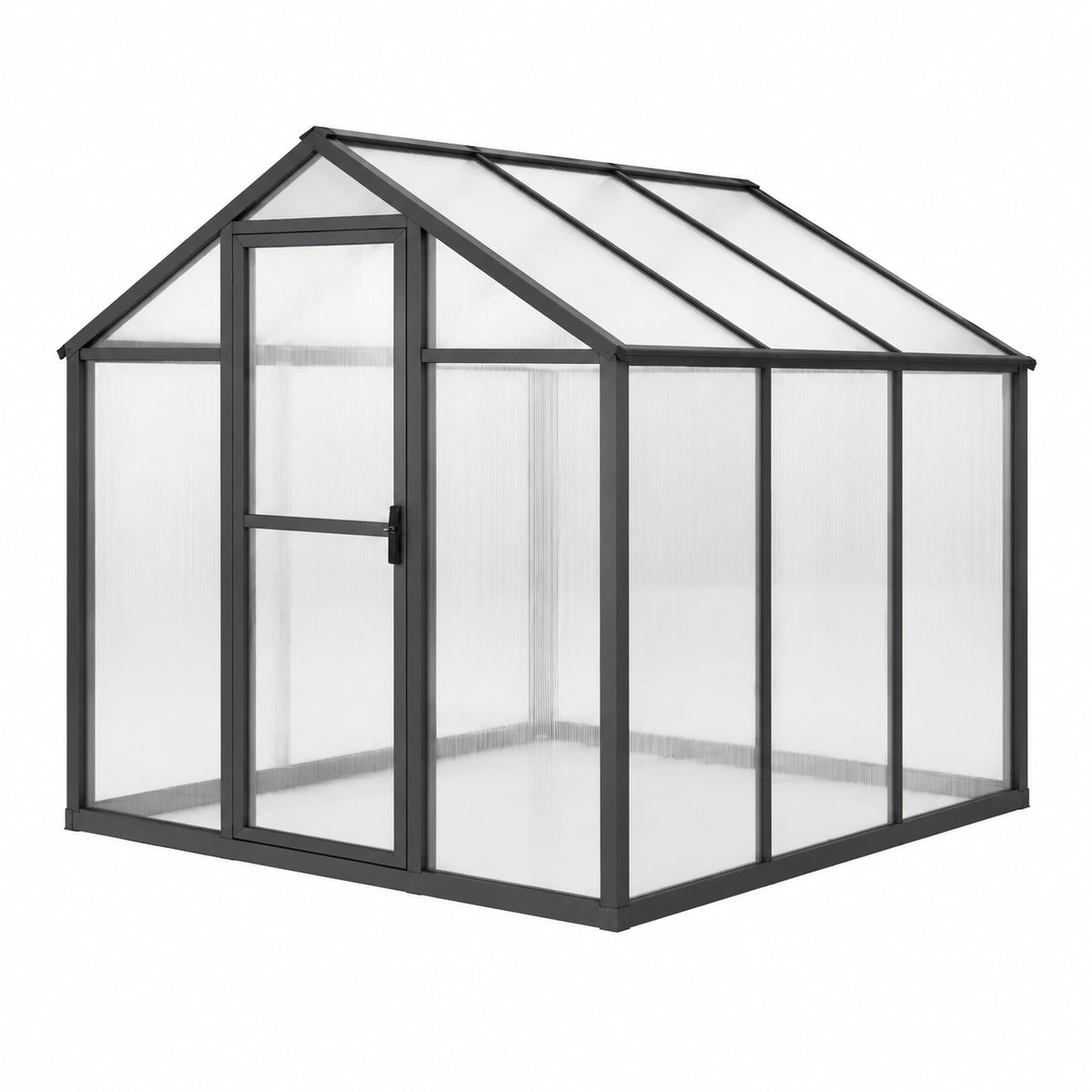 Serre de jardin 190 x 190 x 195 cm en aluminium noir et polycarbonate - toit incliné