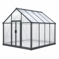 Serre de jardin 190 x 190 x 195 cm en aluminium gris et polycarbonate transparent avec porte double