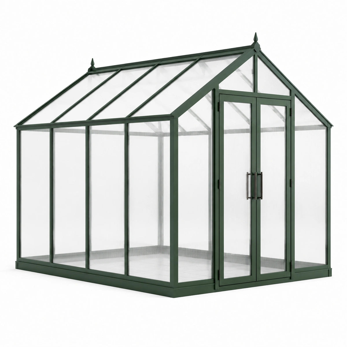 Serre de jardin 300 x 240 x 240 cm en aluminium vert avec panneaux translucides et double porte