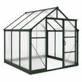 Serre de jardin 190 x 190 x 195 cm en aluminium vert et polycarbonate avec porte