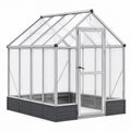 Serre de jardin 190 x 190 x 195 cm en aluminium argenté et polycarbonate - toit à deux pentes