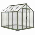 Serre de jardin 190 x 190 x 195 cm en aluminium vert avec panneaux en polycarbonate et doubles portes