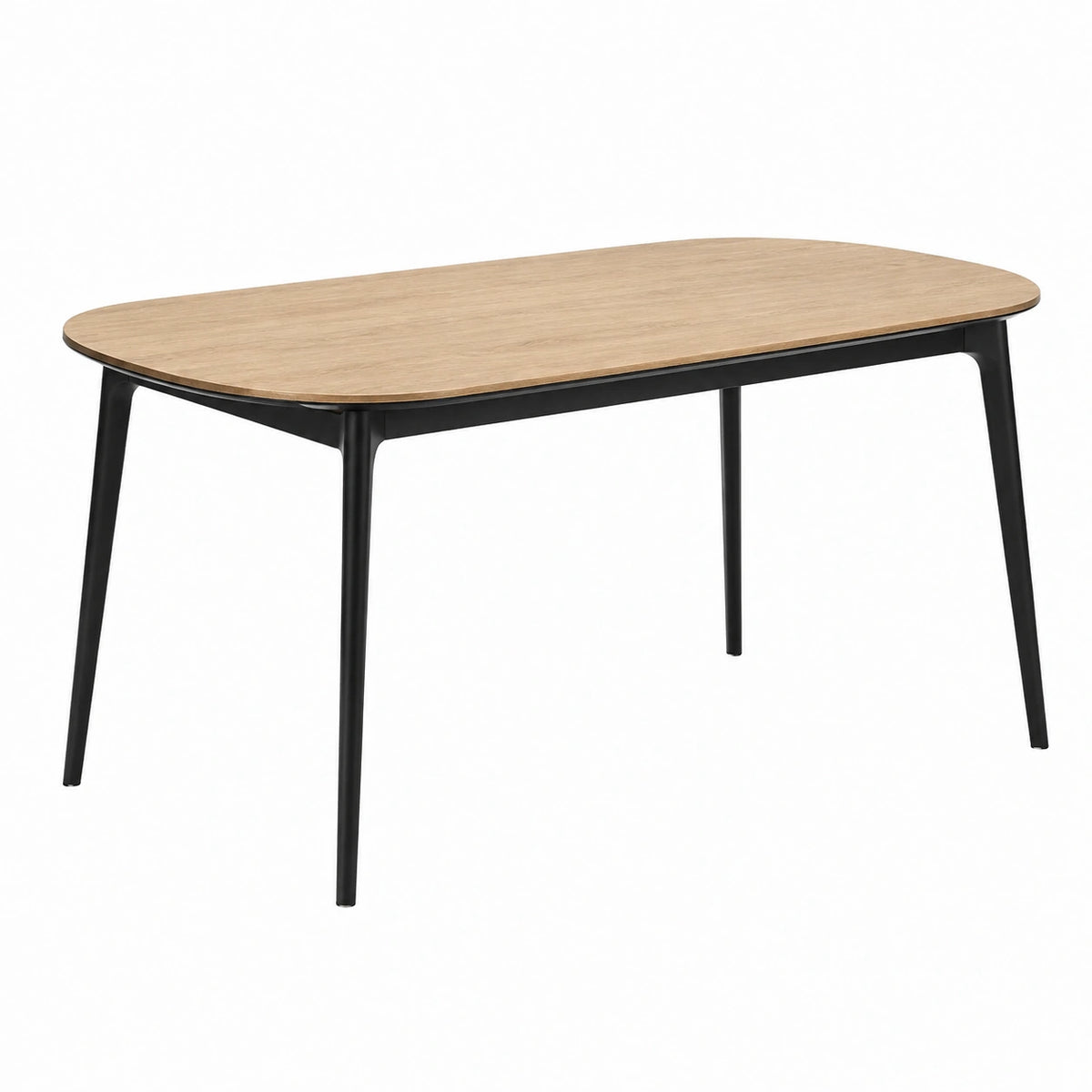 Table à manger 160 x 80 cm plateau aspect bois pieds métal noir style contemporain