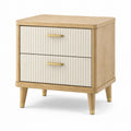 Table de chevet 50 x 40 x 60 cm en bois beige à 2 tiroirs style contemporain
