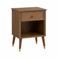 Table de chevet 40 x 35 x 60 cm effet bois noyer avec tiroir et niche style rétro
