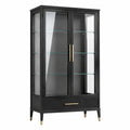 Vitrine 90 x 40 x 180 cm en bois et verre noir doré - rangement contemporain