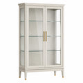 Vitrine 100 x 45 x 190 cm en bois blanc et verre à 2 portes style classique