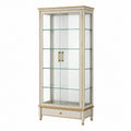 Vitrine 90 x 45 x 180 cm en bois et verre blanc doré - rangement classique
