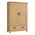 Armoire de rangement 100 x 55 x 190 cm en bois chêne avec 2 portes et tiroir style rustique