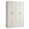 Armoire de rangement 180 x 60 x 220 cm en bois d'ingénierie blanc cassé avec 4 portes et 4 tiroirs