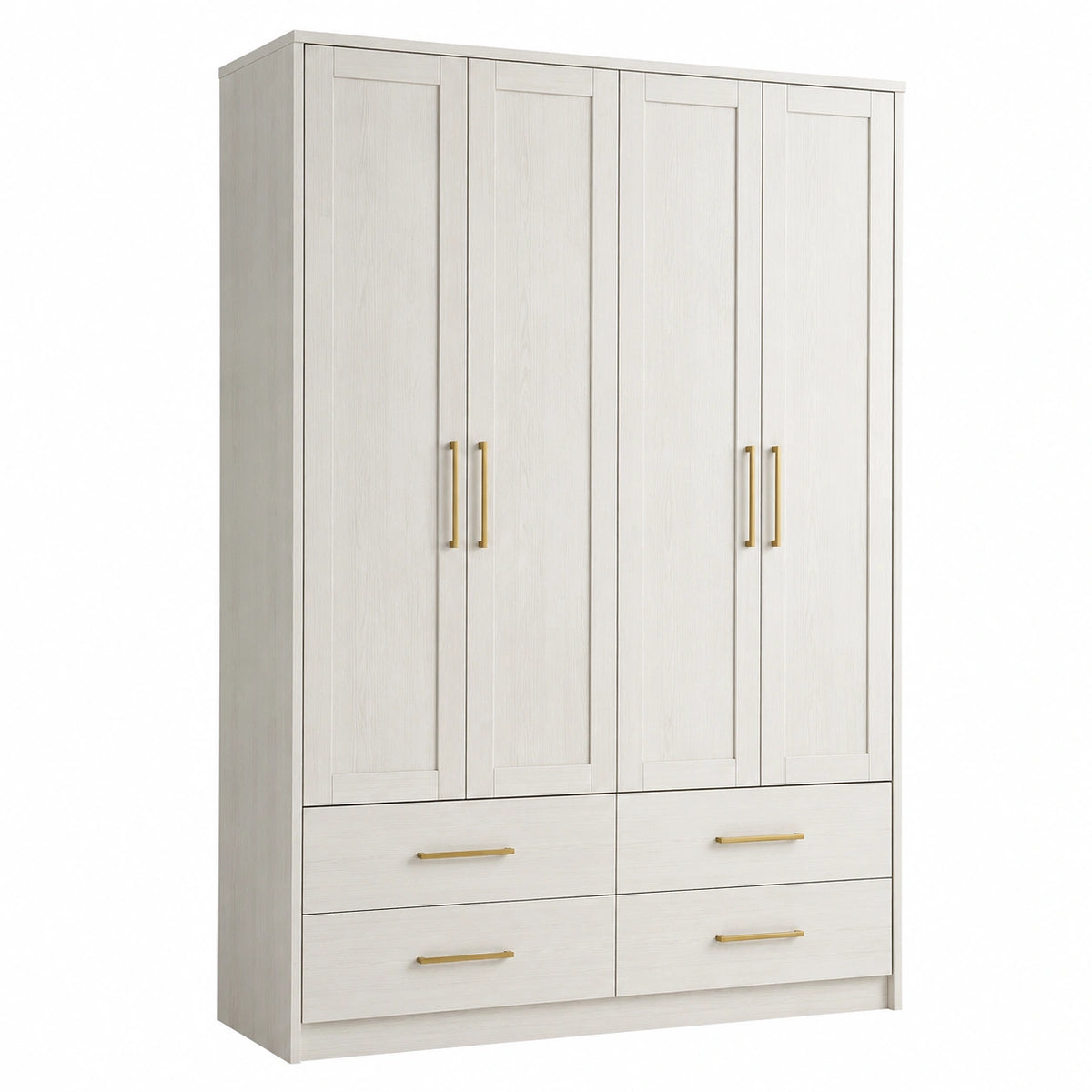 Armoire de rangement 180 x 60 x 220 cm en bois d'ingénierie blanc cassé avec 4 portes et 4 tiroirs