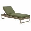 Chaise longue de jardin 200 cm en aluminium tressé vert avec dossier réglable