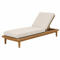 Chaise longue de jardin 200 x 70 cm en teck beige à dossier réglable
