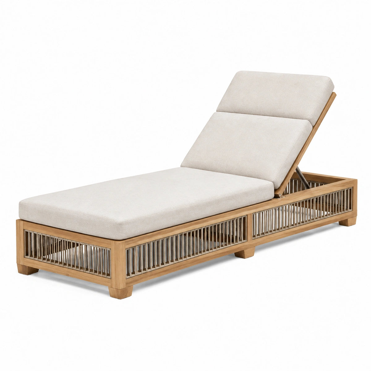Chaise longue de jardin 200 x 70 x 88 cm en bois beige réglable style contemporain